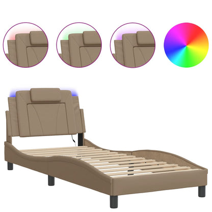 Bedframe "Viana" met LED zonder matras cappuccino 90x190 cm