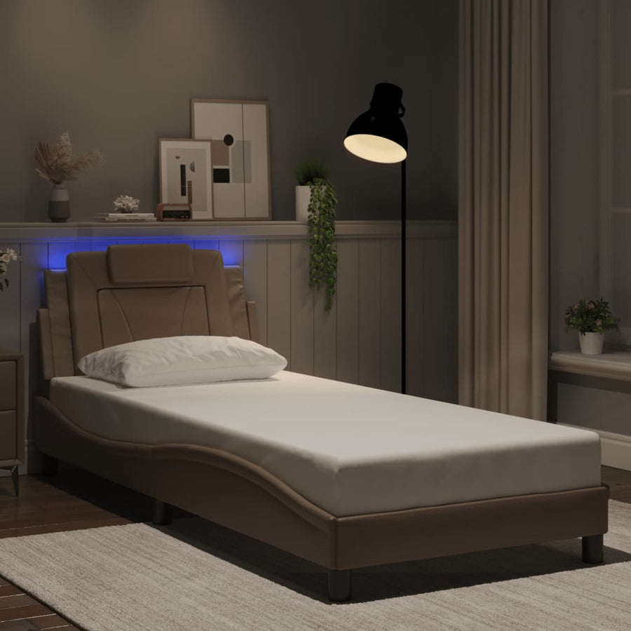 Bedframe "Viana" met LED zonder matras cappuccino 90x190 cm