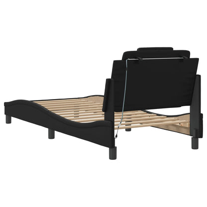 Bedframe Met Led-Verlichting Kunstleer Zwart 90X200 Cm