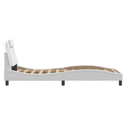 Bedframe Met Led-Verlichting Kunstleer Wit 90X200 Cm