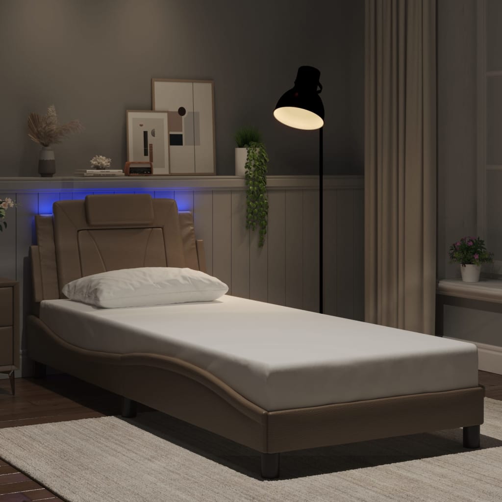 Bedframe "Viana" met LED zonder matras cappuccino 90x200 cm