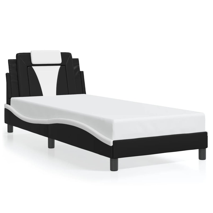 Bedframe "Viana" met LED zonder matras zwart en wit 90x200 cm
