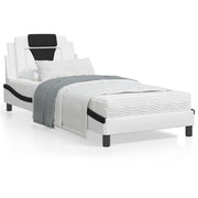 Bed frame "Viana" with LED without mattress white and black 90x200 cm