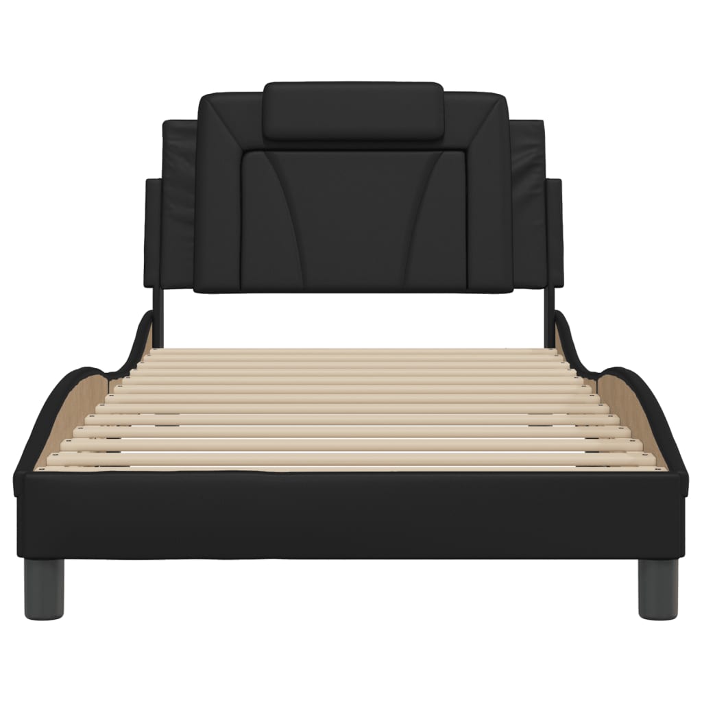 Bedframe Met Led-Verlichting Kunstleer Zwart 100X200 Cm
