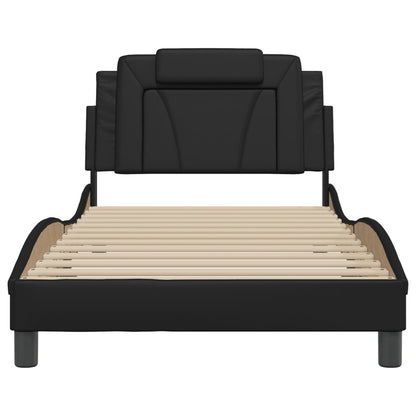 Bedframe Met Led-Verlichting Kunstleer Zwart 100X200 Cm