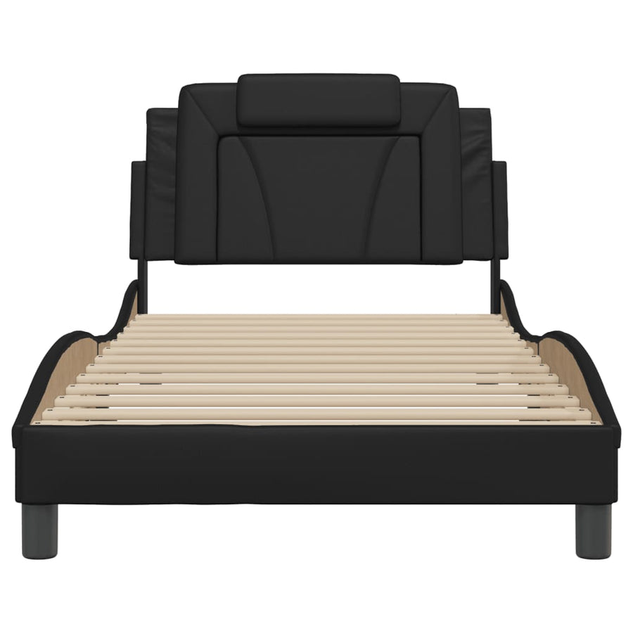 Bedframe Met Led-Verlichting Kunstleer Zwart 100X200 Cm