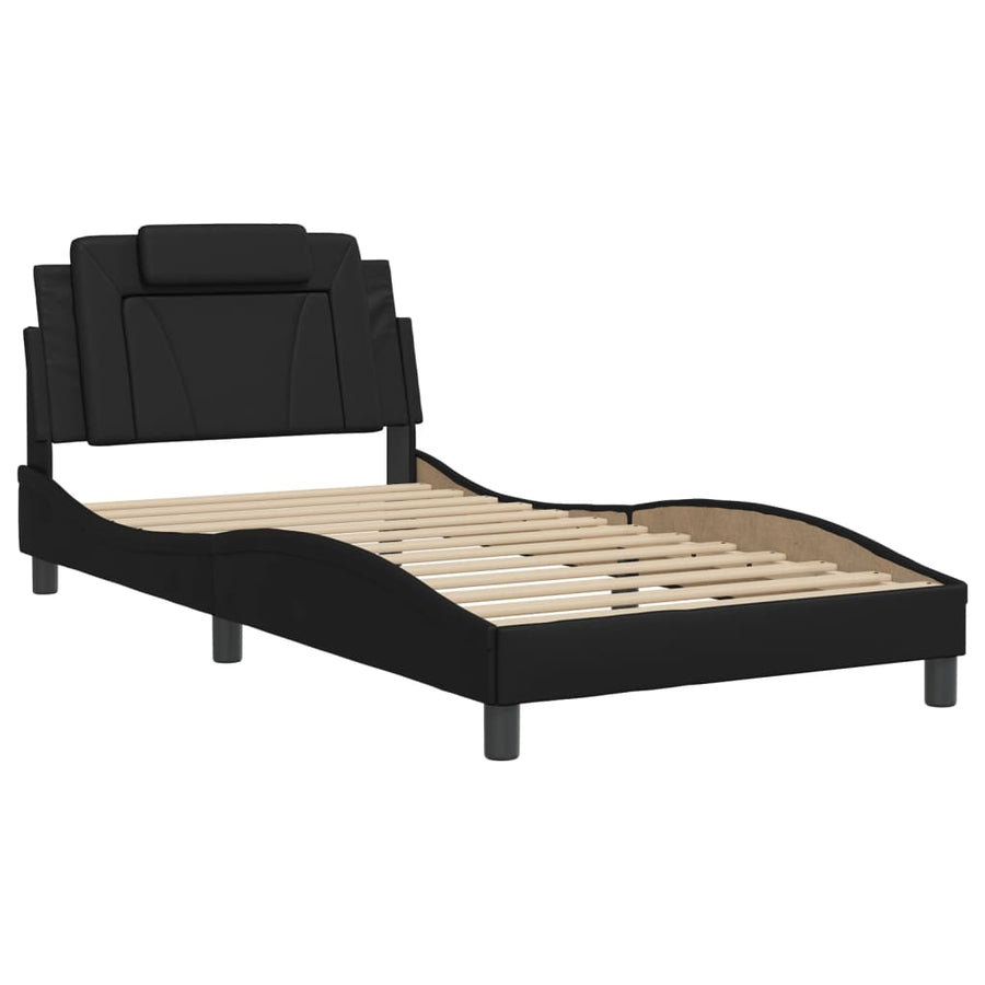 Bedframe Met Led-Verlichting Kunstleer Zwart 100X200 Cm