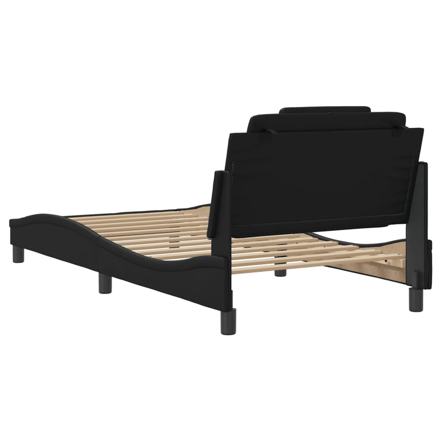 Bedframe Met Led-Verlichting Kunstleer Zwart 100X200 Cm
