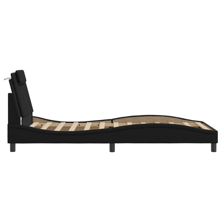 Bedframe Met Led-Verlichting Kunstleer Zwart 100X200 Cm