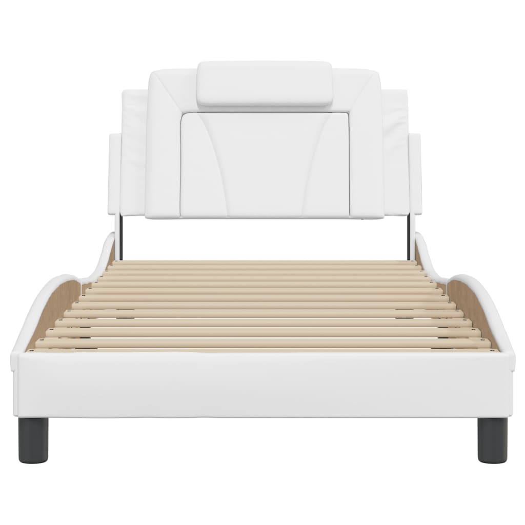 Bedframe Met Led-Verlichting Kunstleer Wit 100X200 Cm