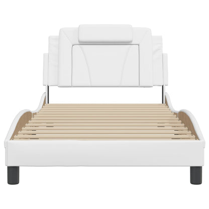 Bedframe Met Led-Verlichting Kunstleer Wit 100X200 Cm