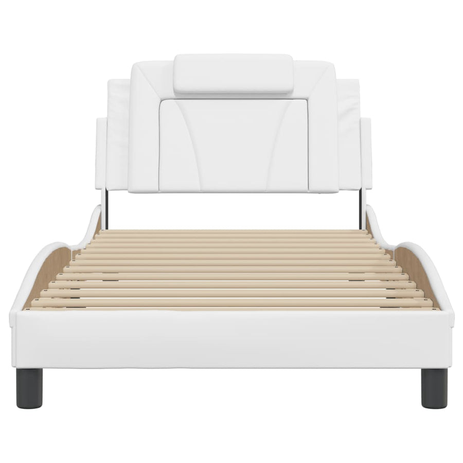 Bedframe Met Led-Verlichting Kunstleer Wit 100X200 Cm