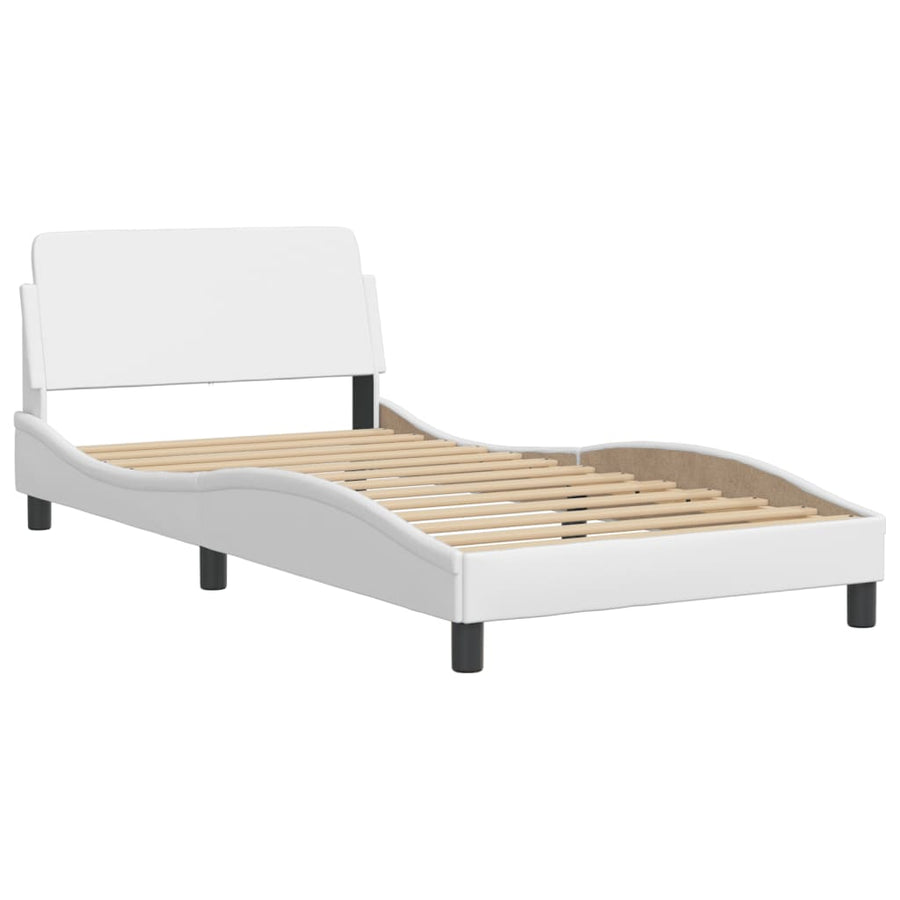 Bedframe Met Led-Verlichting Kunstleer Wit 100X200 Cm