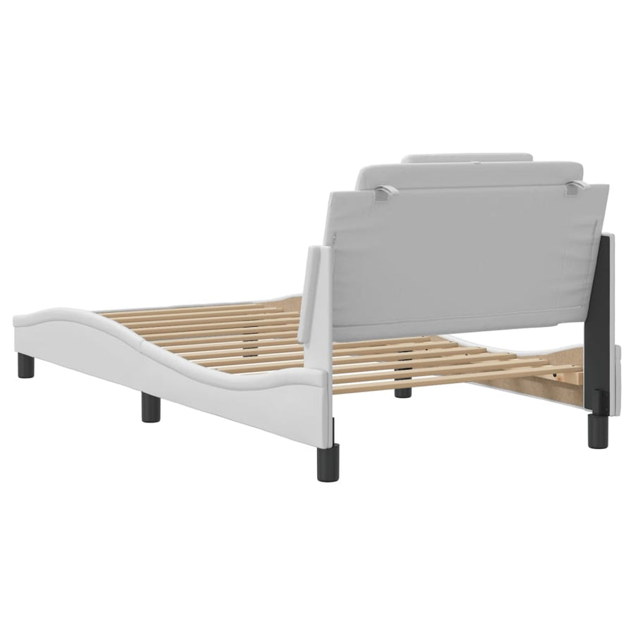 Bedframe Met Led-Verlichting Kunstleer Wit 100X200 Cm