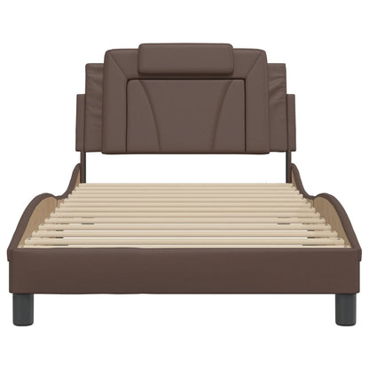 Bedframe Met Led-Verlichting Kunstleer Bruin 100X200 Cm