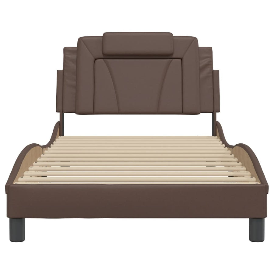 Bedframe Met Led-Verlichting Kunstleer Bruin 100X200 Cm