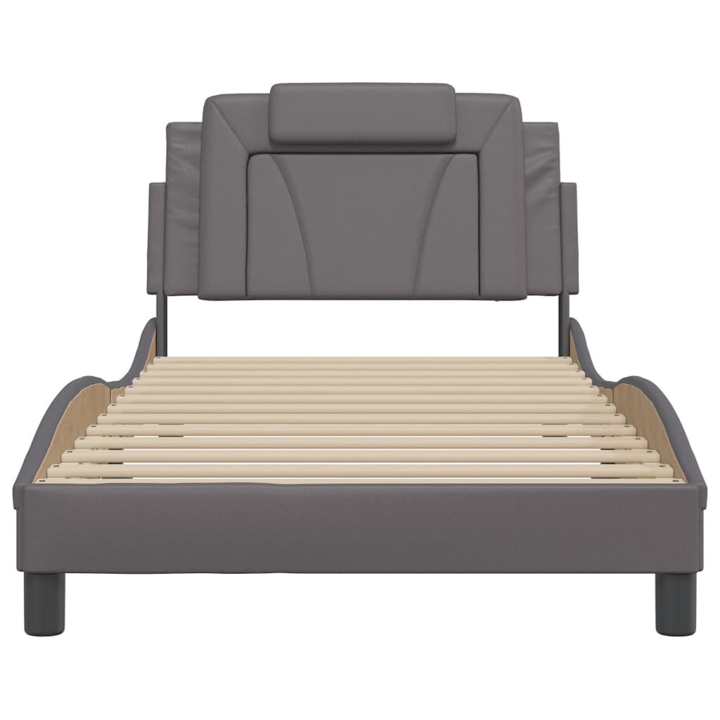 Bedframe Met Led-Verlichting Kunstleer Grijs 100X200 Cm