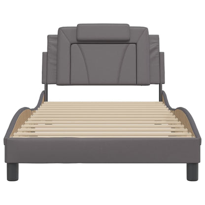 Bedframe Met Led-Verlichting Kunstleer Grijs 100X200 Cm