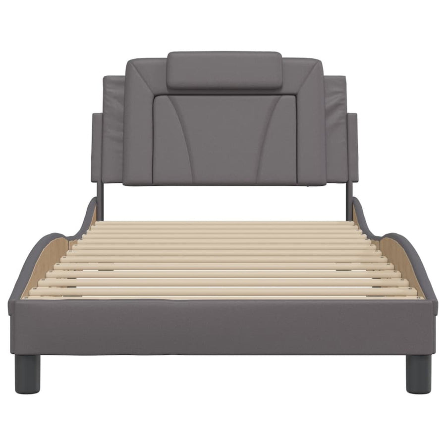 Bedframe Met Led-Verlichting Kunstleer Grijs 100X200 Cm