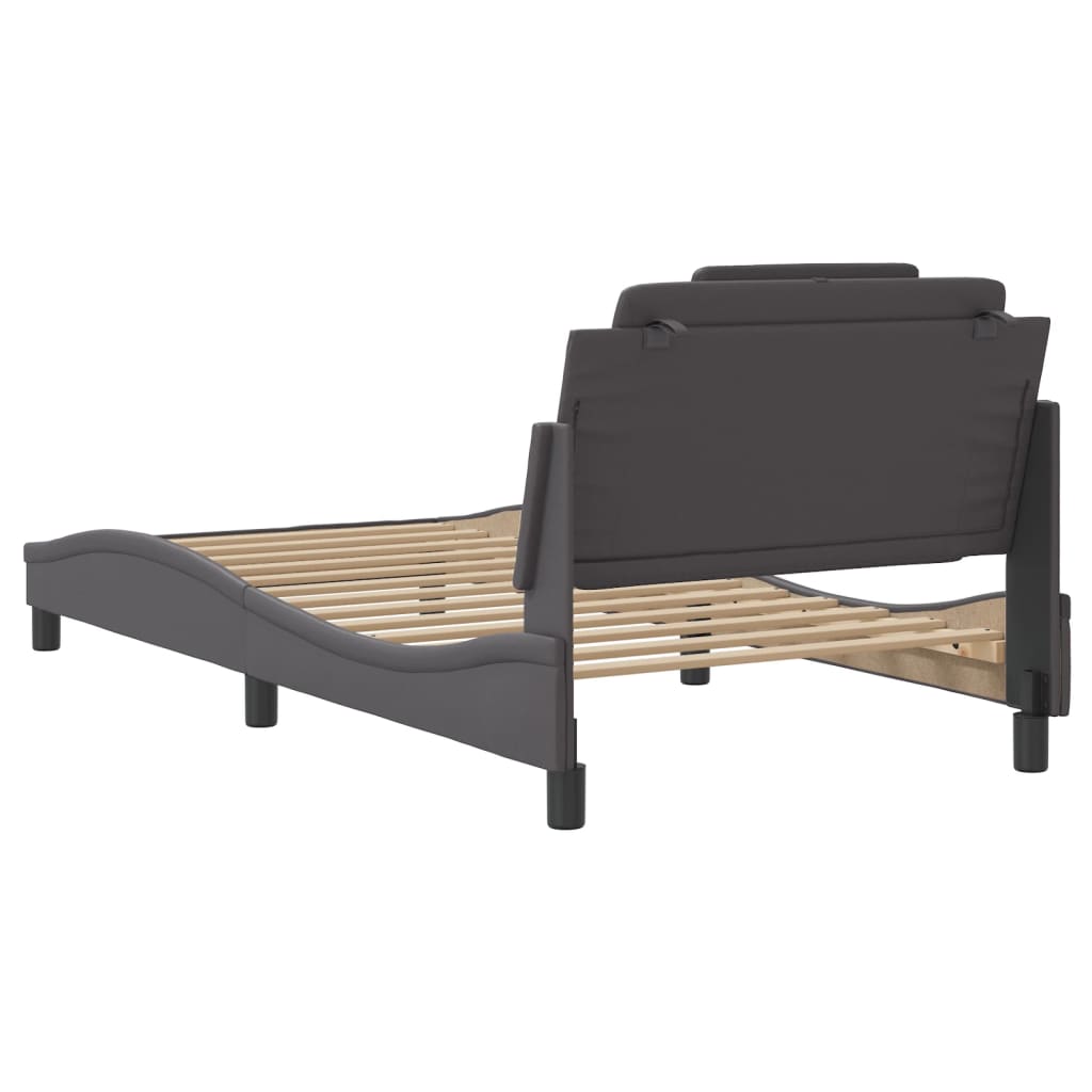 Bedframe Met Led-Verlichting Kunstleer Grijs 100X200 Cm