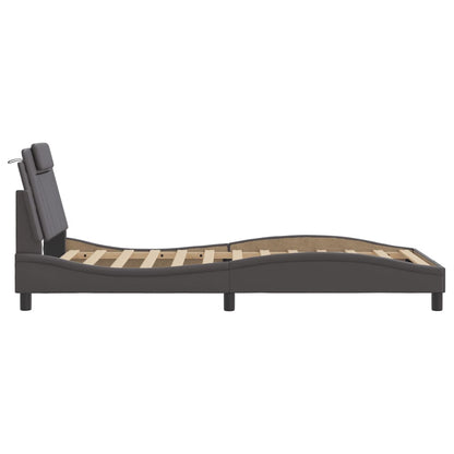 Bedframe Met Led-Verlichting Kunstleer Grijs 100X200 Cm