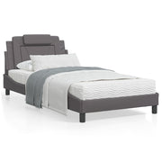 Bedframe 100x200 cm grijs kunstleer met LED
