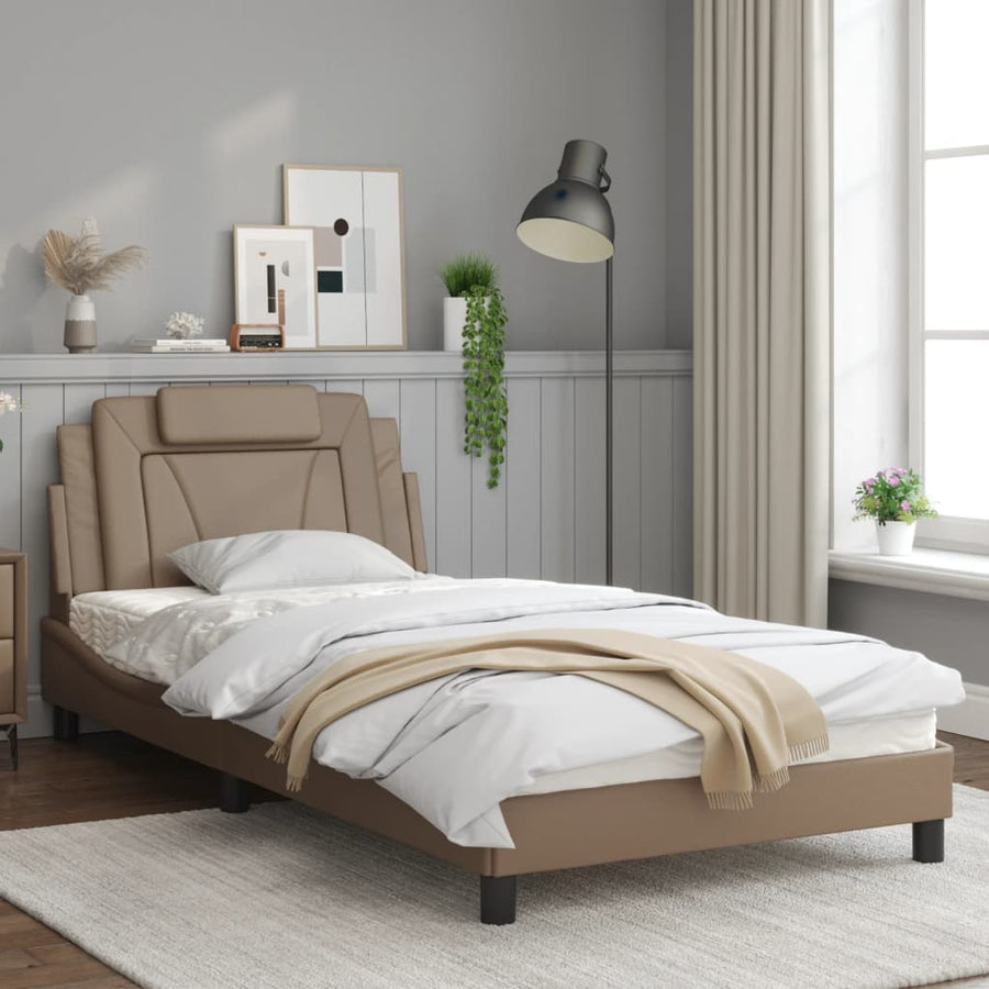 Bedframe Met Led-Verlichting Kunstleer Cappuccino 100X200 Cm