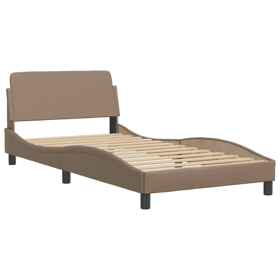 Bedframe Met Led-Verlichting Kunstleer Cappuccino 100X200 Cm