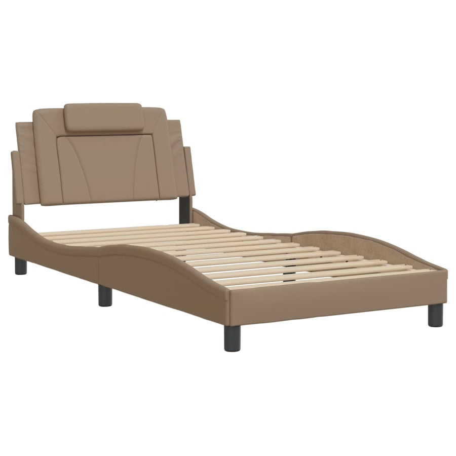 Bedframe Met Led-Verlichting Kunstleer Cappuccino 100X200 Cm