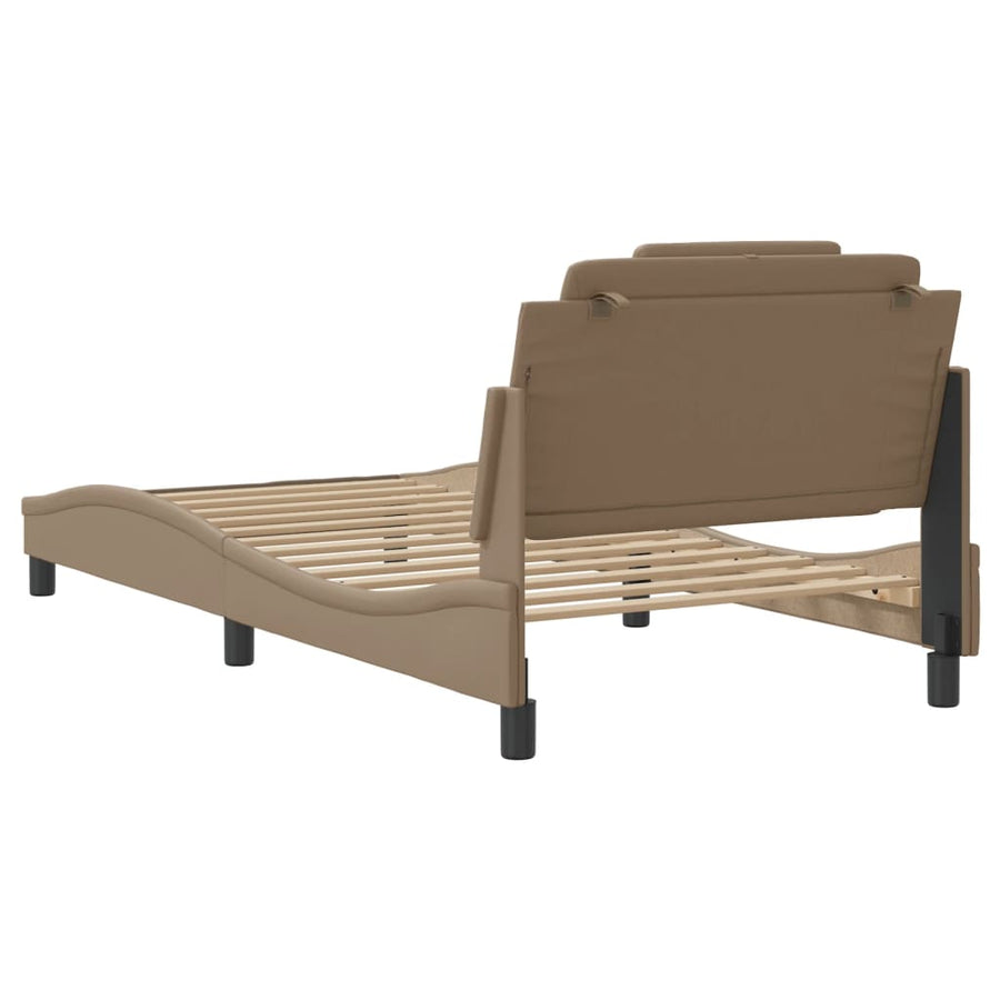 Bedframe Met Led-Verlichting Kunstleer Cappuccino 100X200 Cm