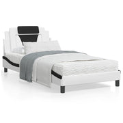 Bedframe 100x200 cm wit zwart met LED