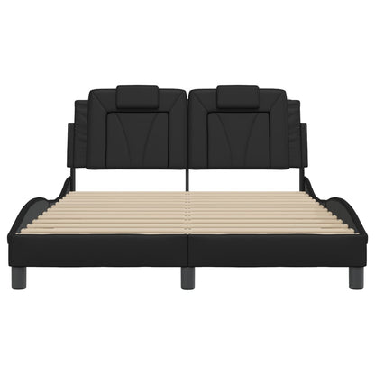 Bedframe Met Led-Verlichting Kunstleer Zwart 120X200 Cm