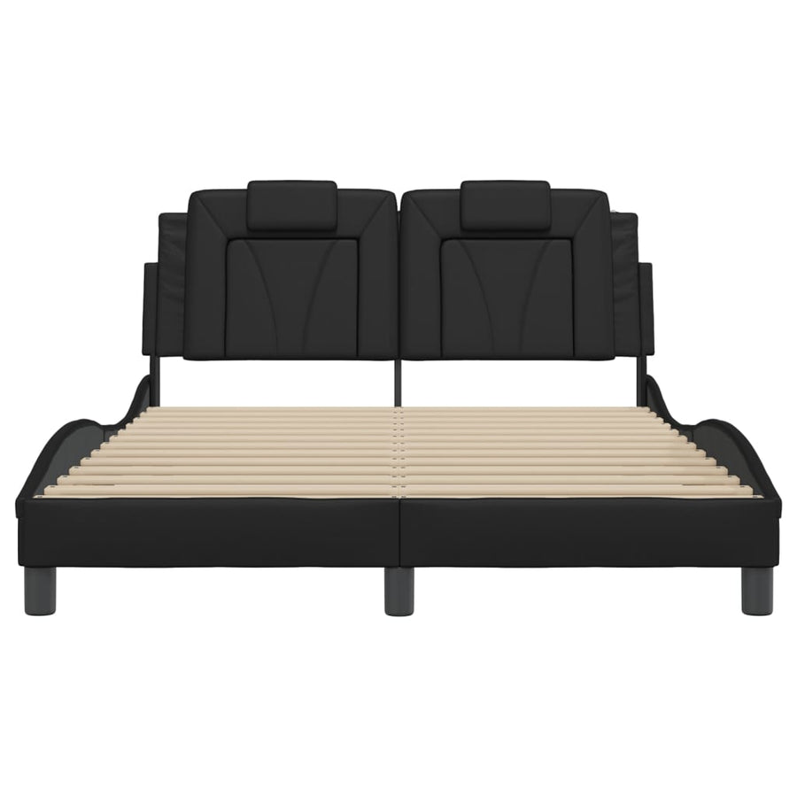 Bedframe Met Led-Verlichting Kunstleer Zwart 120X200 Cm