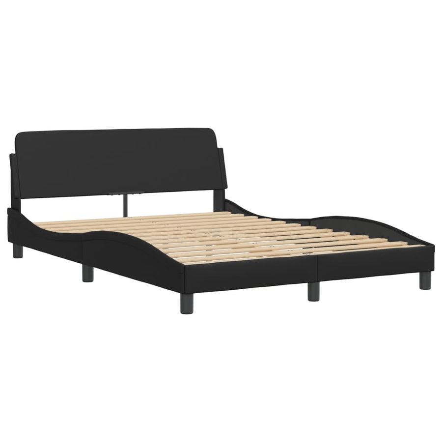 Bedframe Met Led-Verlichting Kunstleer Zwart 120X200 Cm