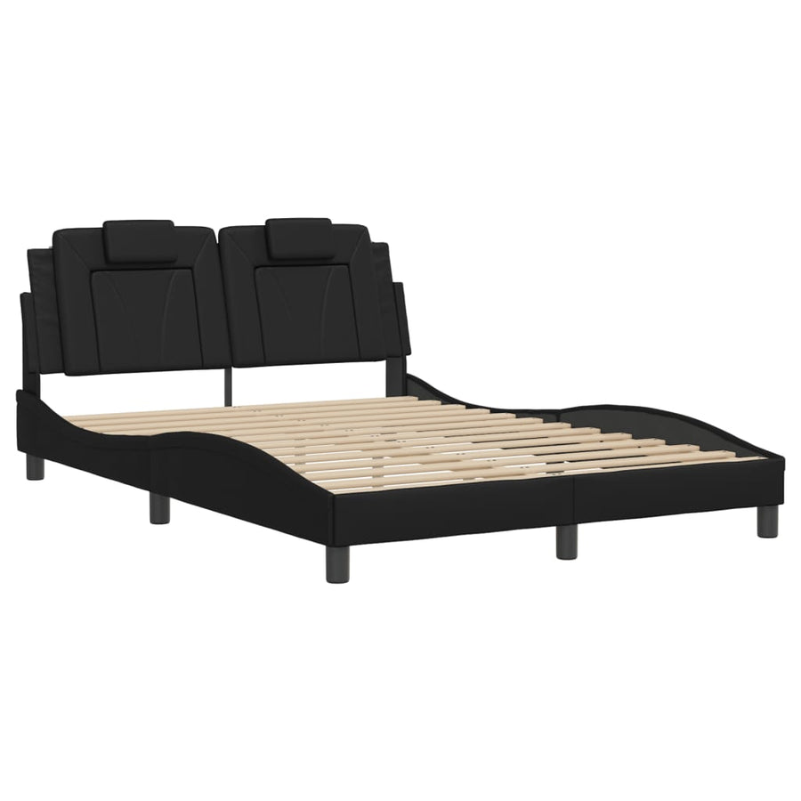 Bedframe Met Led-Verlichting Kunstleer Zwart 120X200 Cm