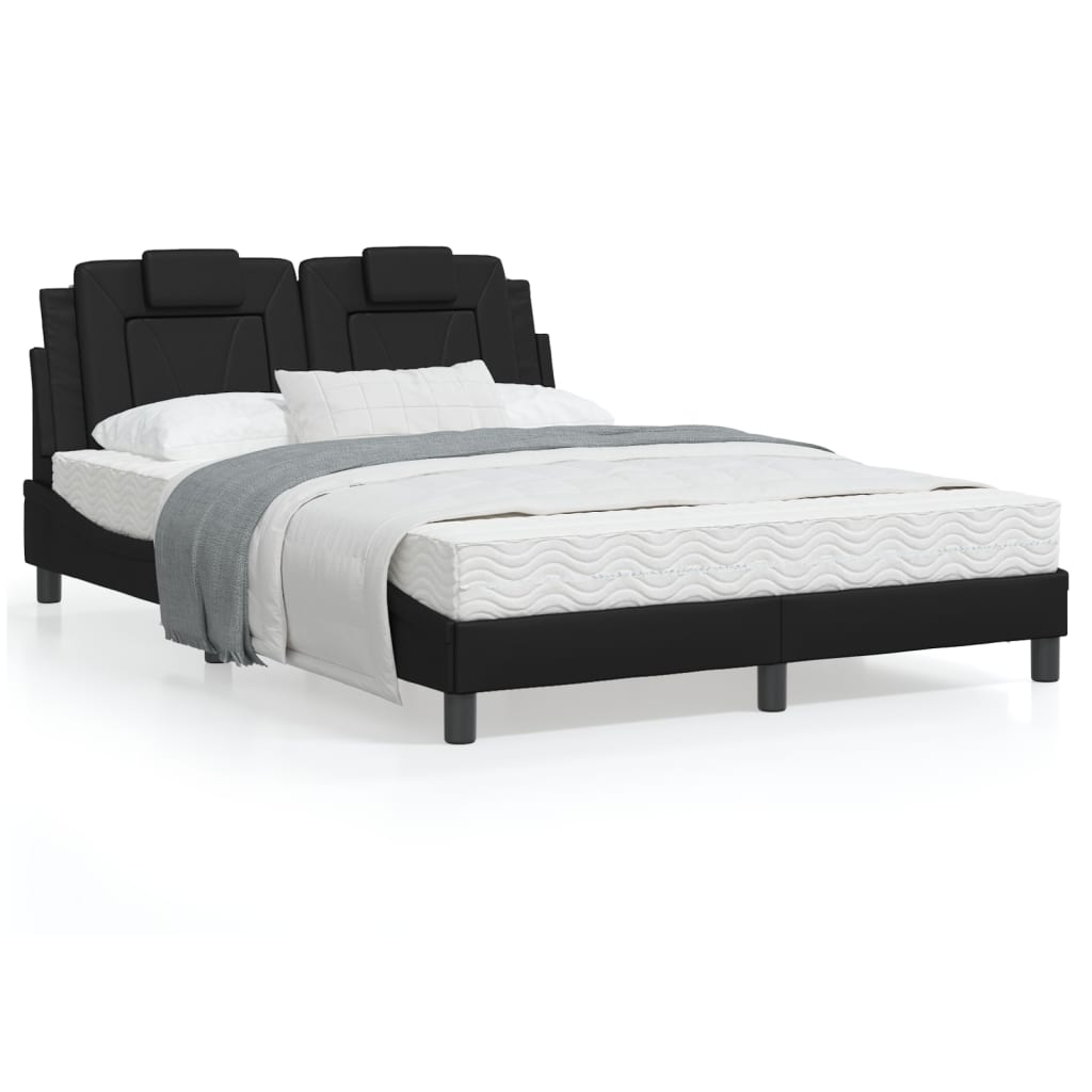 Bedframe Met Led-Verlichting Kunstleer Zwart 120X200 Cm