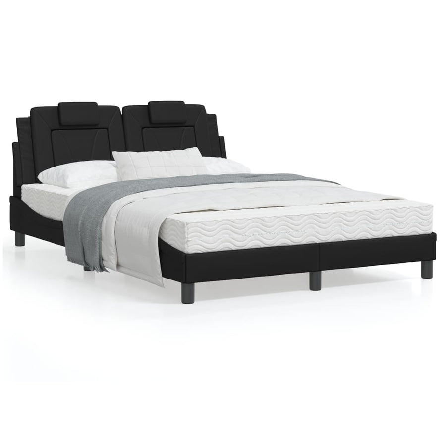 Bedframe Met Led-Verlichting Kunstleer Zwart 120X200 Cm