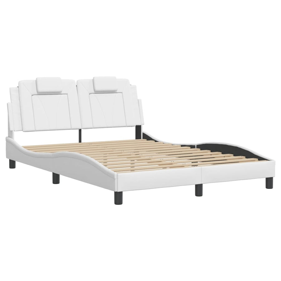 Bedframe Met Led-Verlichting Kunstleer Wit 120X200 Cm