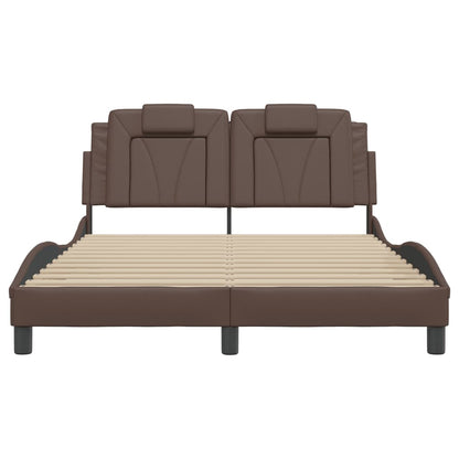 Bedframe Met Led-Verlichting Kunstleer Bruin 120X200 Cm