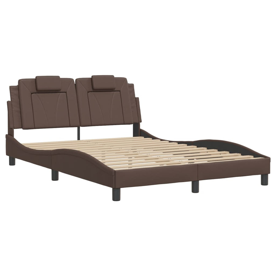 Bedframe Met Led-Verlichting Kunstleer Bruin 120X200 Cm