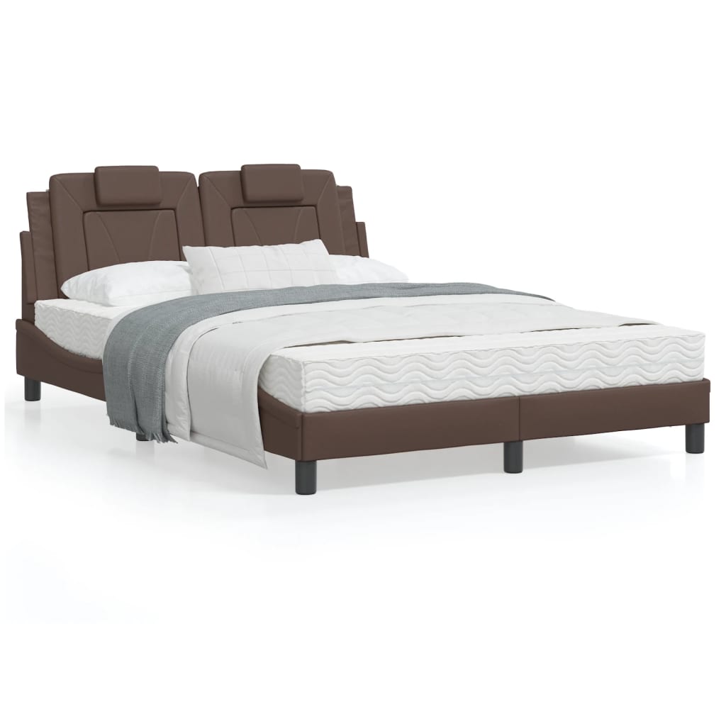 Bedframe Met Led-Verlichting Kunstleer Bruin 120X200 Cm