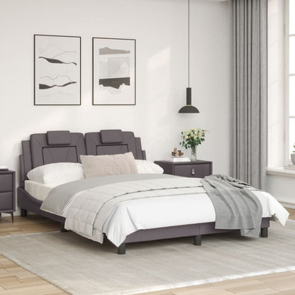 Bedframe Met Led-Verlichting Kunstleer Grijs 120X200 Cm