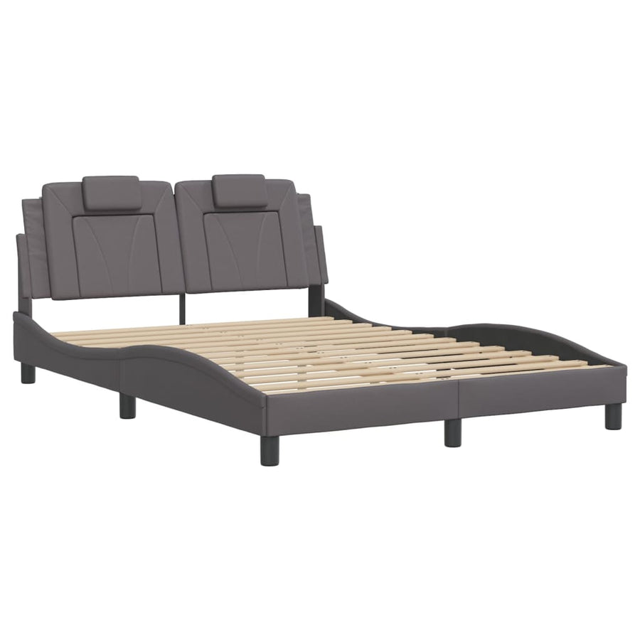 Bedframe Met Led-Verlichting Kunstleer Grijs 120X200 Cm