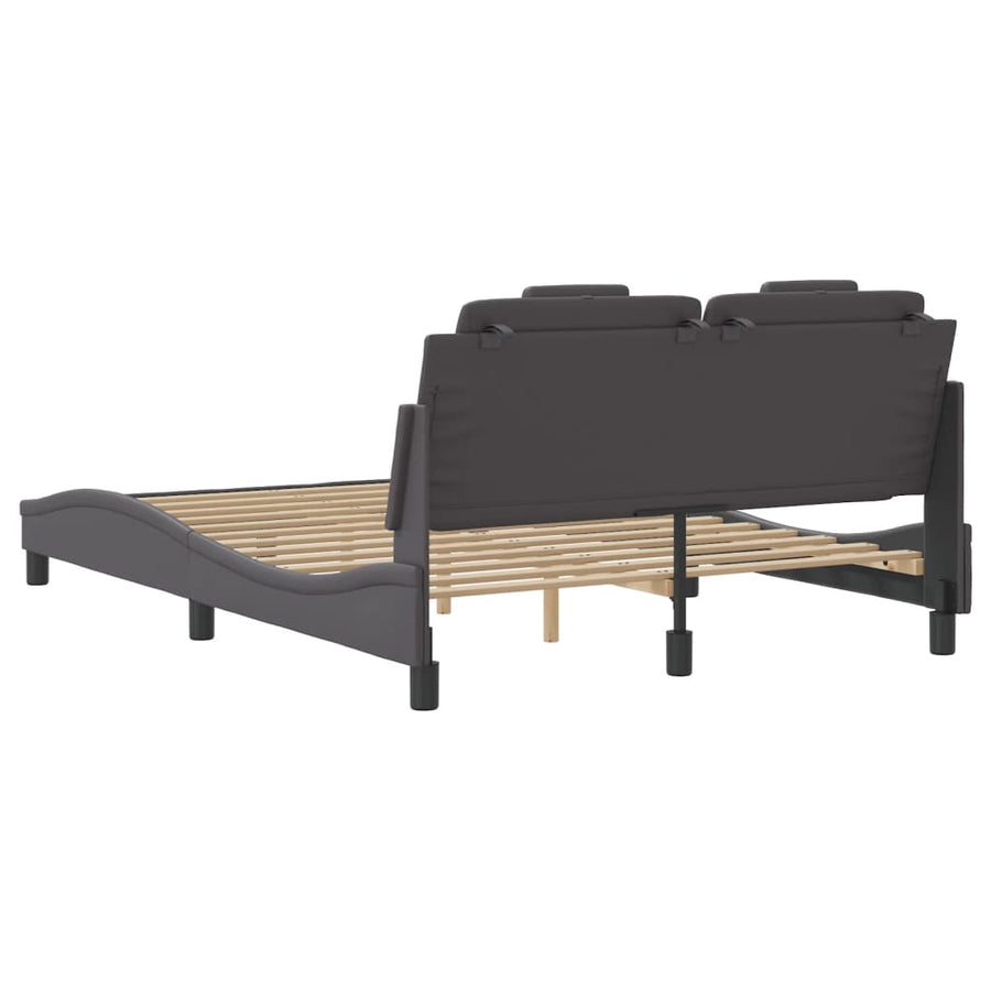 Bedframe Met Led-Verlichting Kunstleer Grijs 120X200 Cm