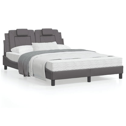 Bedframe Met Led-Verlichting Kunstleer Grijs 120X200 Cm