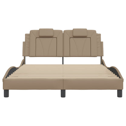Bedframe Met Led-Verlichting Kunstleer Cappuccino 120X200 Cm