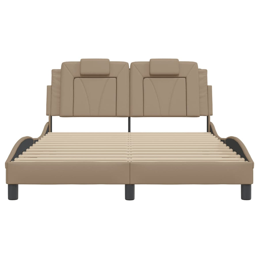 Bedframe Met Led-Verlichting Kunstleer Cappuccino 120X200 Cm