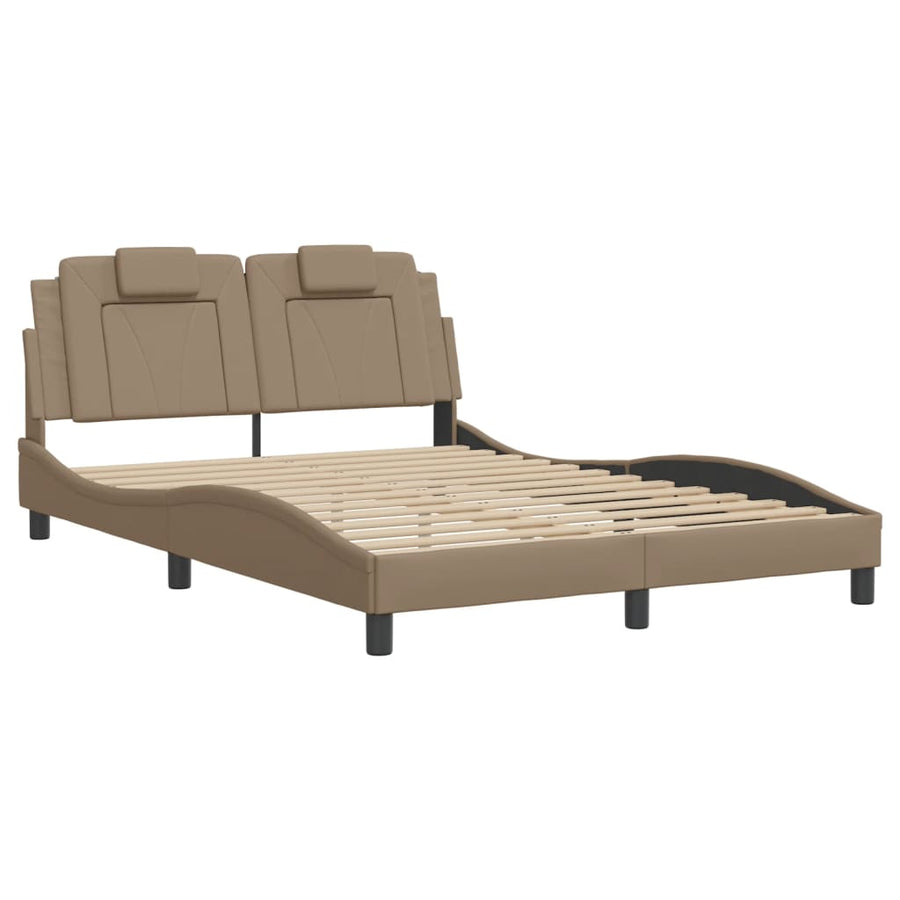 Bedframe Met Led-Verlichting Kunstleer Cappuccino 120X200 Cm