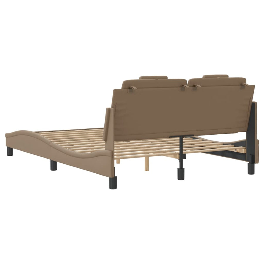 Bedframe Met Led-Verlichting Kunstleer Cappuccino 120X200 Cm