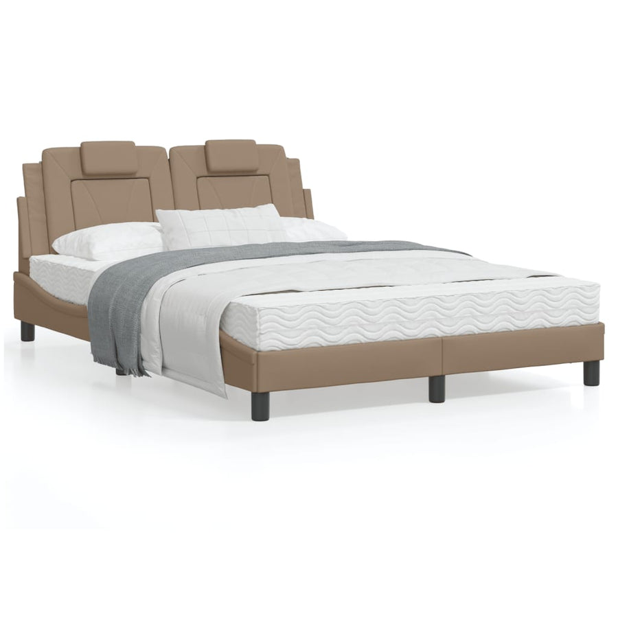 Bedframe Met Led-Verlichting Kunstleer Cappuccino 120X200 Cm